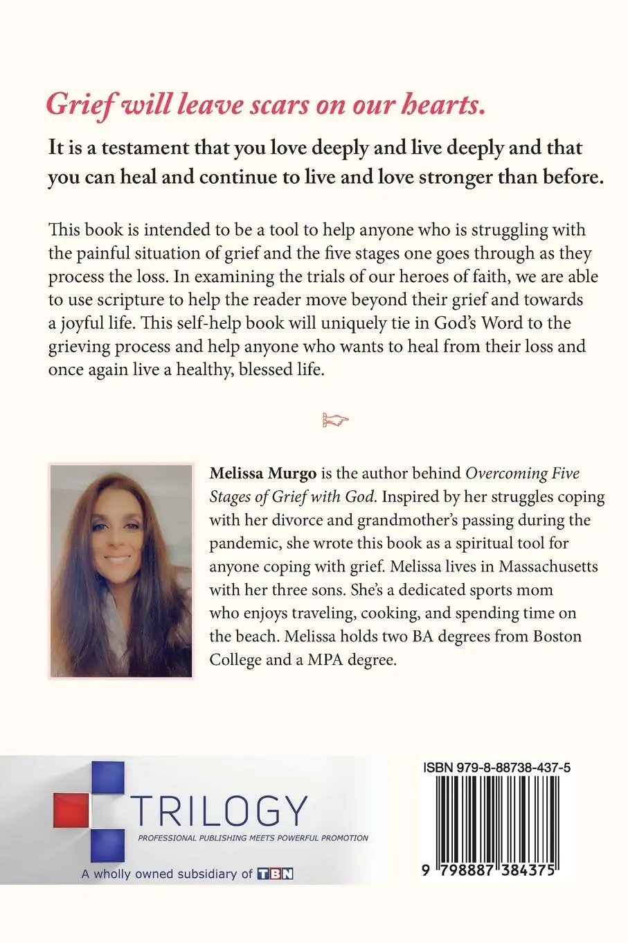 Rückseite: 9798887384375 | Overcoming Five Stages of Grief with God | Melissa Murgo | Taschenbuch