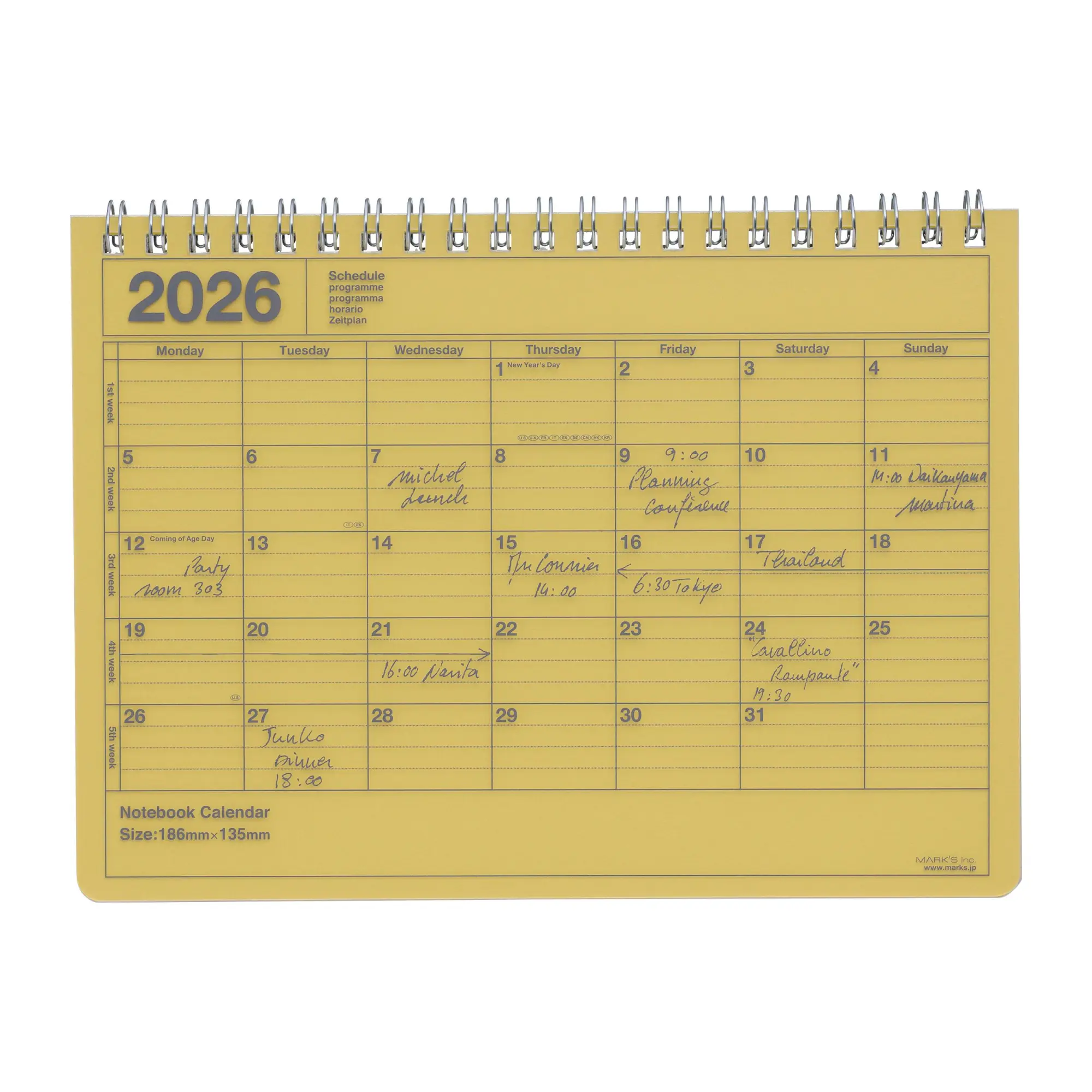 Cover: 4550045144475 | MARK'S 2026 Tischkalender, S // Yellow | MARK'S Inc. | Kalender | 2026