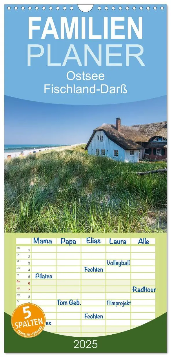 Cover: 9783457124475 | Familienplaner 2025 - Ostsee, Fischland-Darß mit 5 Spalten...