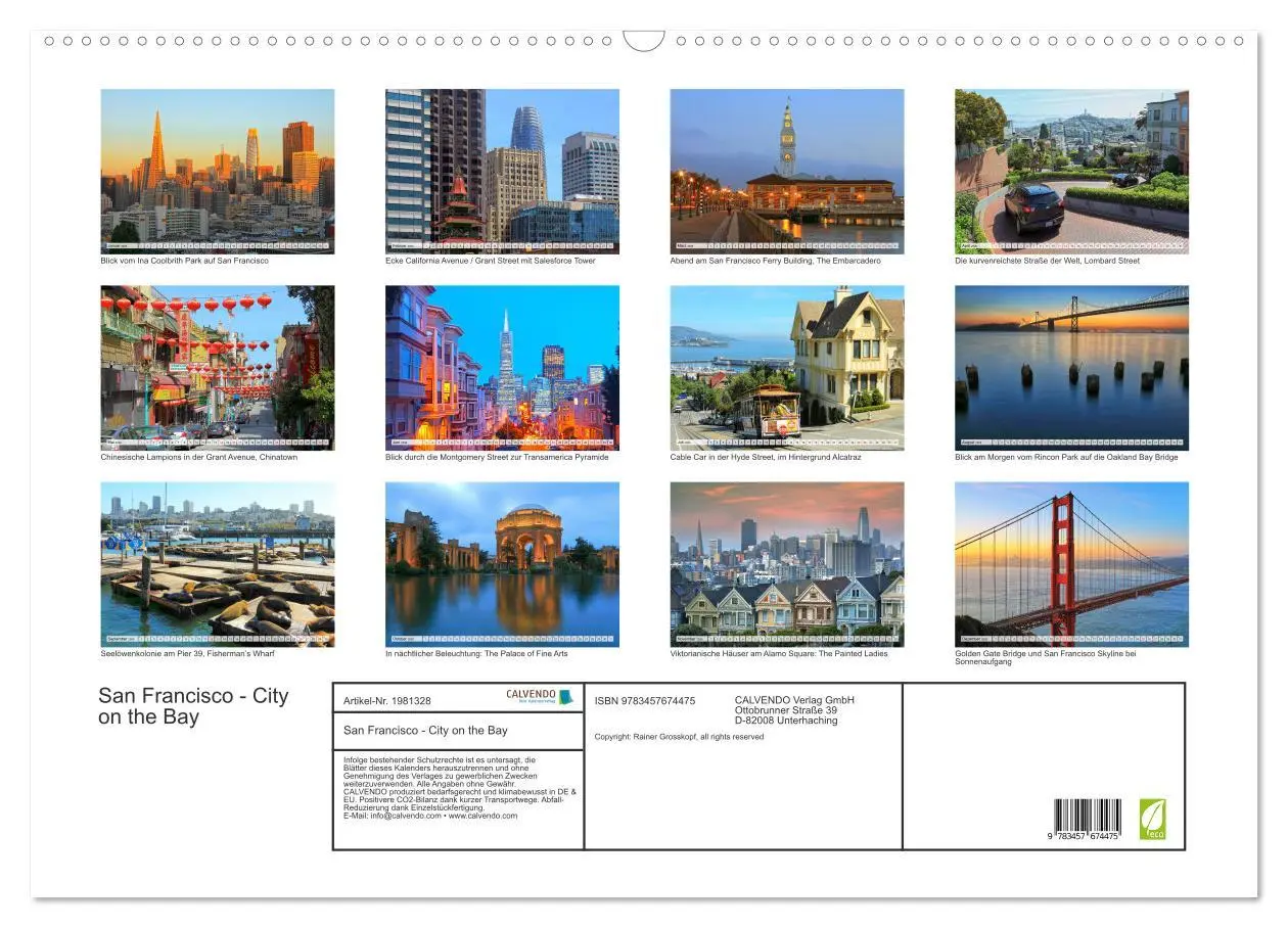Bild: 9783457674475 | San Francisco - City on the Bay (Wandkalender 2026 DIN A2 quer),...