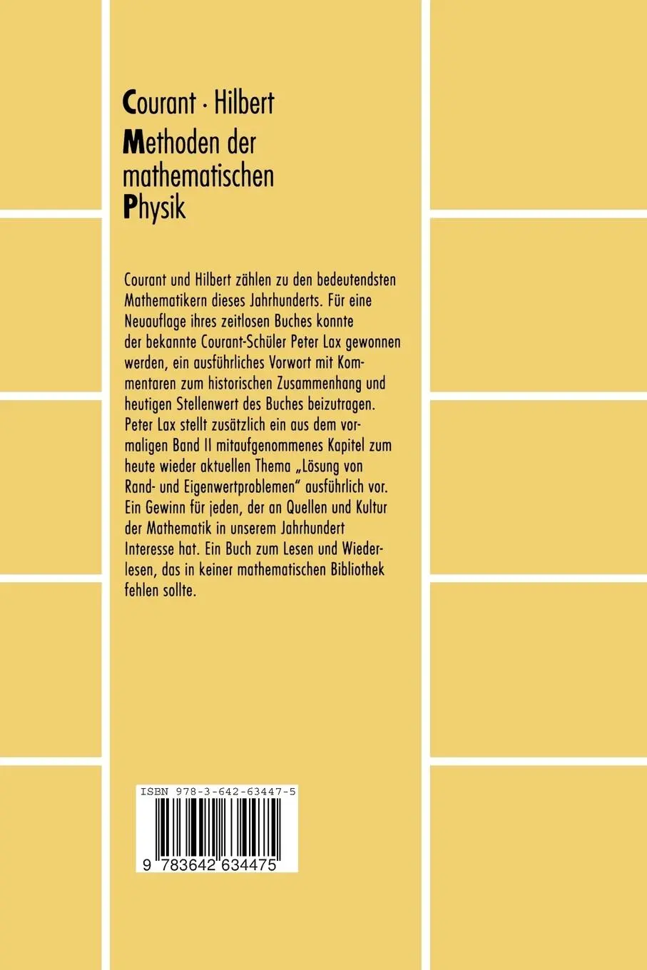 Rückseite: 9783642634475 | Methoden der mathematischen Physik | Richard Courant (u. a.) | Buch
