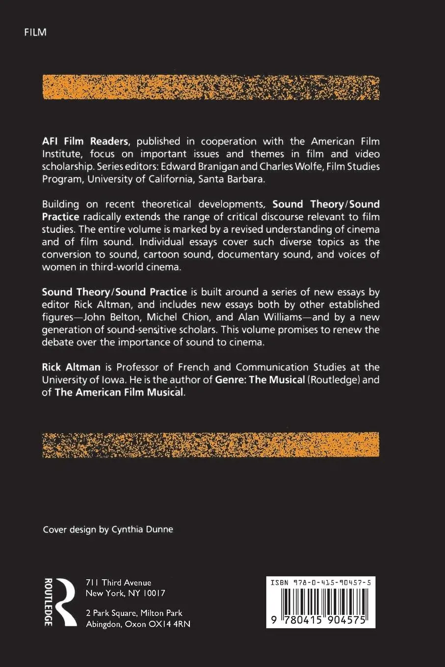 Rückseite: 9780415904575 | Sound Theory/Sound Practice | Rick Altman | Taschenbuch | Englisch