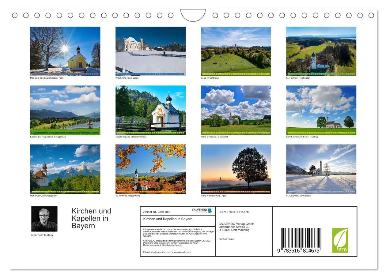 Bild: 9783516814675 | Kirchen und Kapellen in Bayern (Wandkalender 2027 DIN A4 quer),...