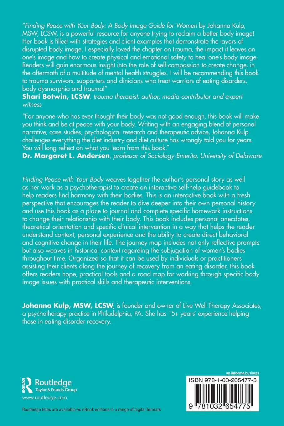 Rückseite: 9781032654775 | Finding Peace with Your Body | A Body Image Guide for Women | Kulp