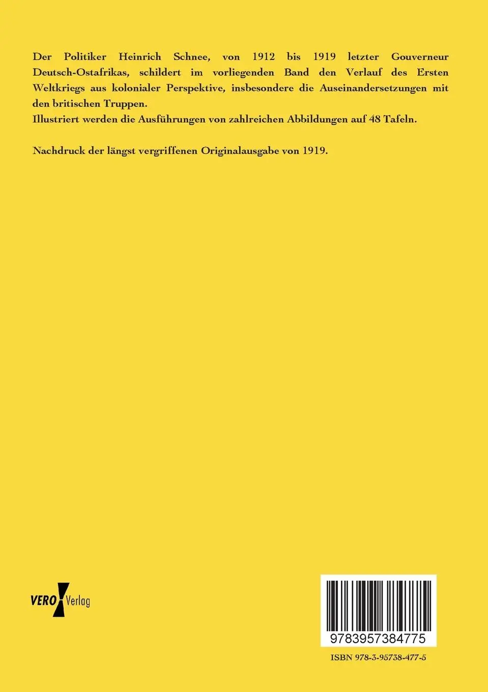 Rückseite: 9783957384775 | Deutsch-Ostafrika im Weltkrieg | Heinrich Schnee | Taschenbuch | 2019