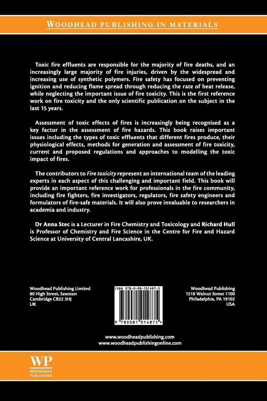 Rückseite: 9780081014875 | Fire Toxicity | Anna Stec (u. a.) | Taschenbuch | Englisch | 2016