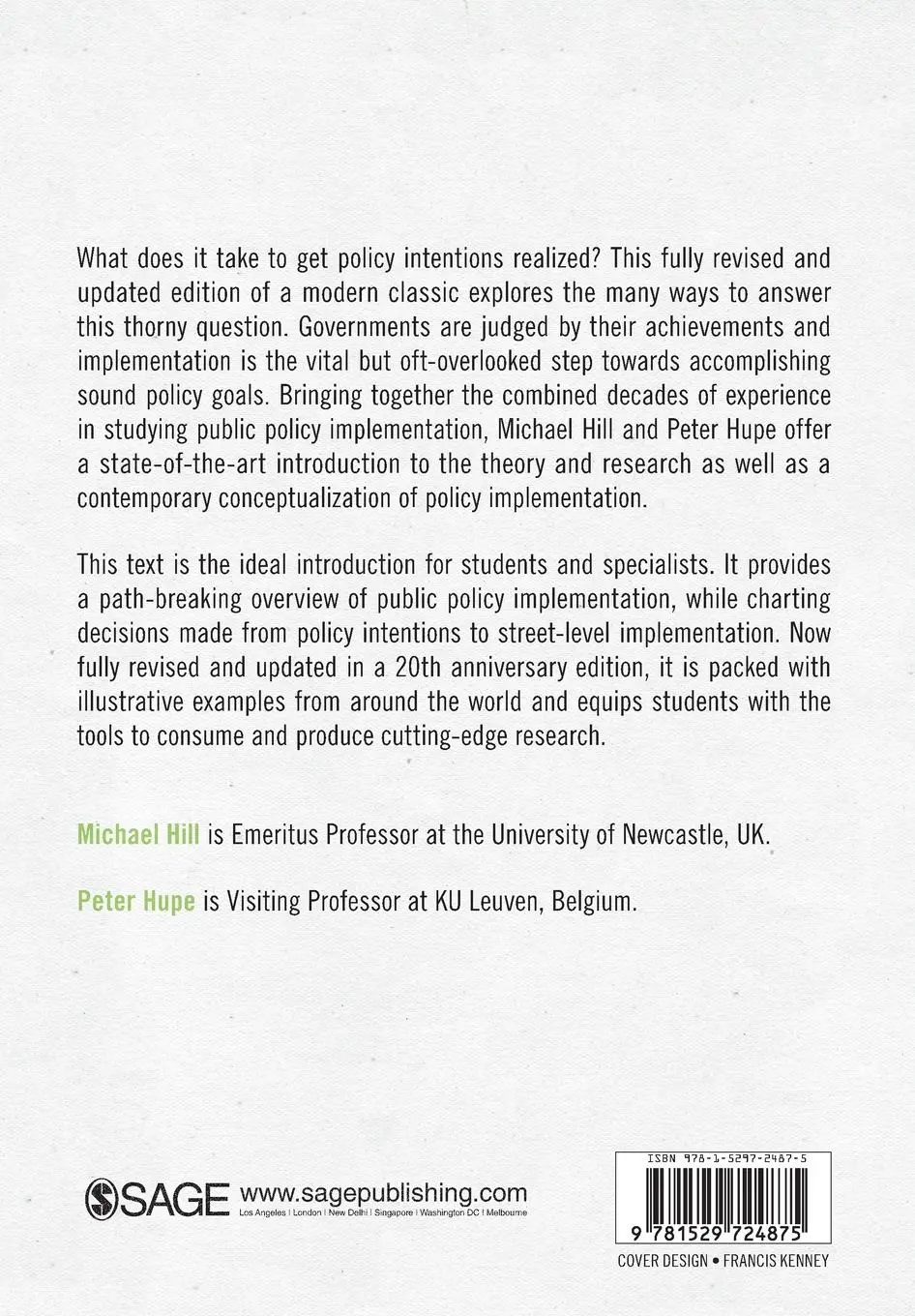 Rückseite: 9781529724875 | Implementing Public Policy | Michael Hill (u. a.) | Taschenbuch | 2021