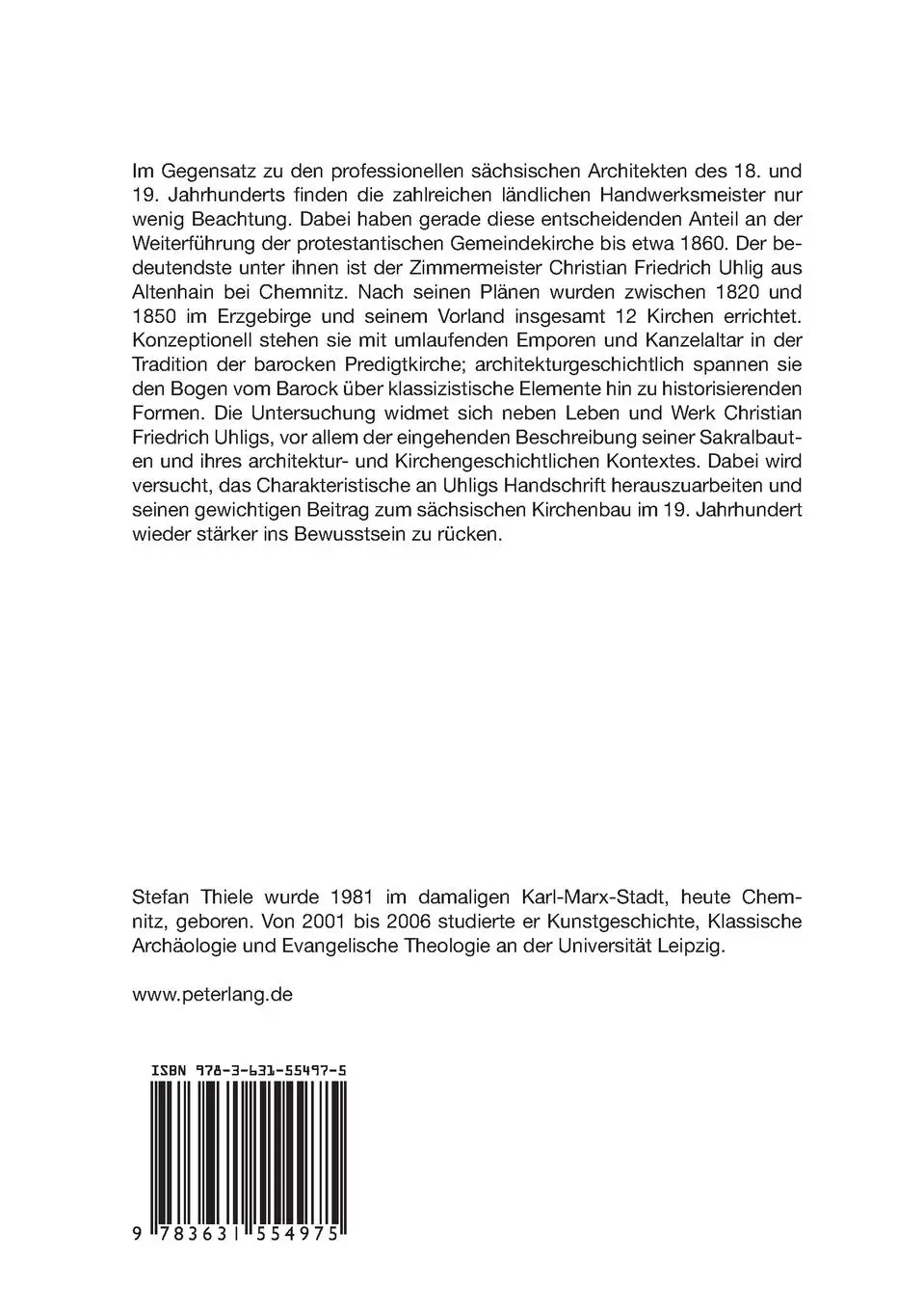 Rückseite: 9783631554975 | Sächsische Landkirchen zwischen Barock und Historismus | Stefan Thiele