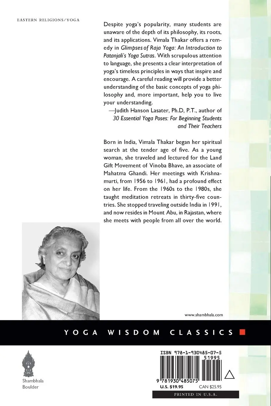 Rückseite: 9781930485075 | Glimpses of Raja Yoga | An Introduction to Patanjali's Yoga Sutras