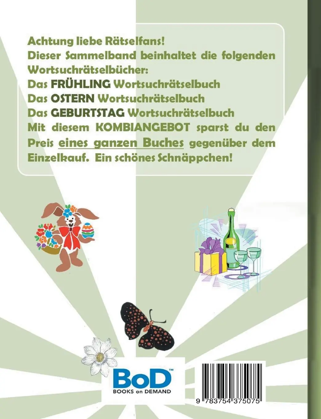 Rückseite: 9783754375075 | WORTSUCHRÄTSEL 3 in 1 SAMMELBAND FRÜHLING, OSTERN und GEBURTSTAG