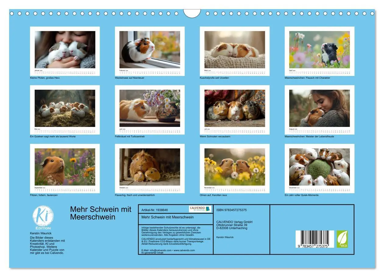 Bild: 9783457275375 | Mehr Schwein mit Meerschwein (Wandkalender 2026 DIN A3 quer),...