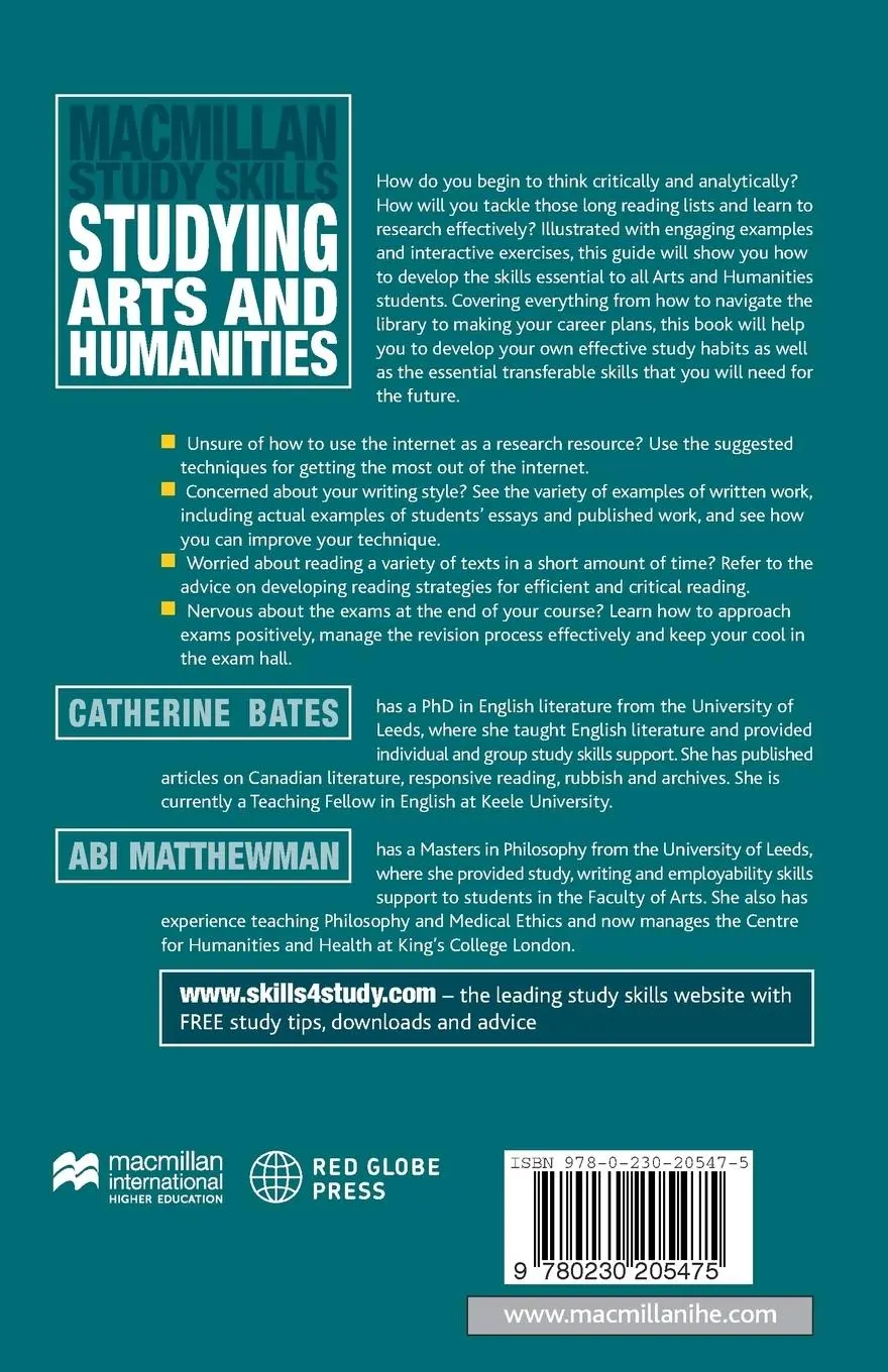 Rückseite: 9780230205475 | Studying Arts and Humanities | Catherine Bates (u. a.) | Taschenbuch