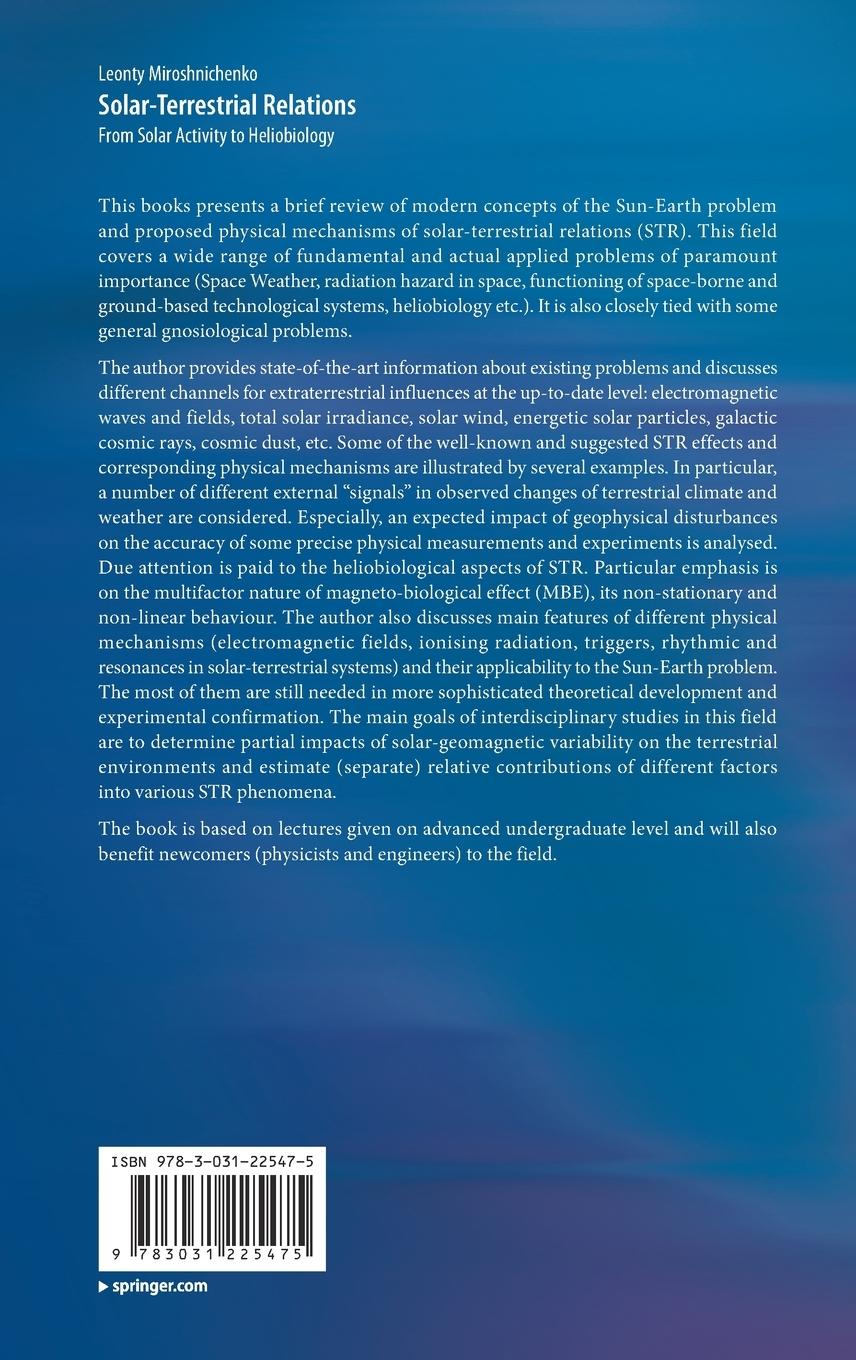 Rückseite: 9783031225475 | Solar-Terrestrial Relations | From Solar Activity to Heliobiology | xv