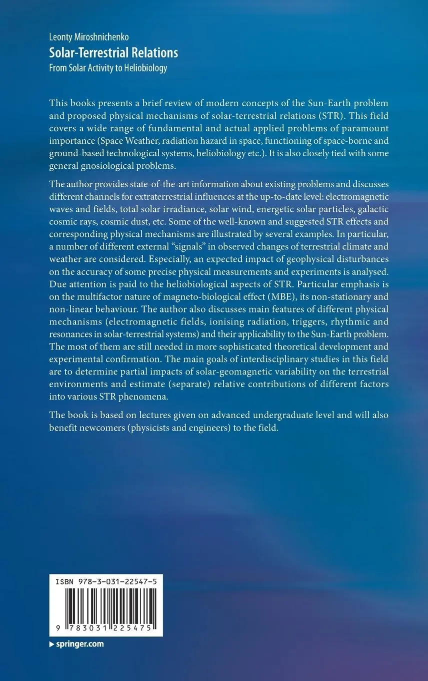 Rückseite: 9783031225475 | Solar-Terrestrial Relations | From Solar Activity to Heliobiology | xv