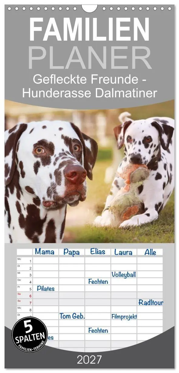 Cover: 9783594335475 | Familienplaner 2027 - Gefleckte Freunde - Hunderasse Dalmatiner mit...