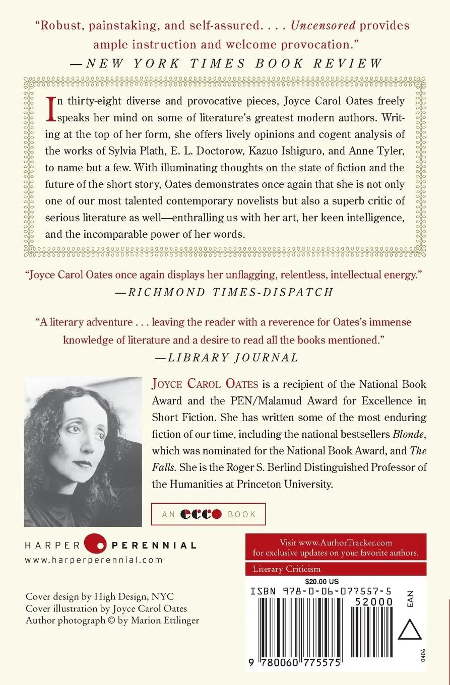 Rückseite: 9780060775575 | Uncensored | Views &amp; (Re)Views | Joyce Carol Oates | Taschenbuch