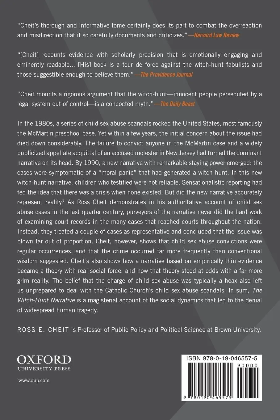Rückseite: 9780190465575 | Witch-Hunt Narrative | Ross E Cheit | Taschenbuch | Englisch | 2016