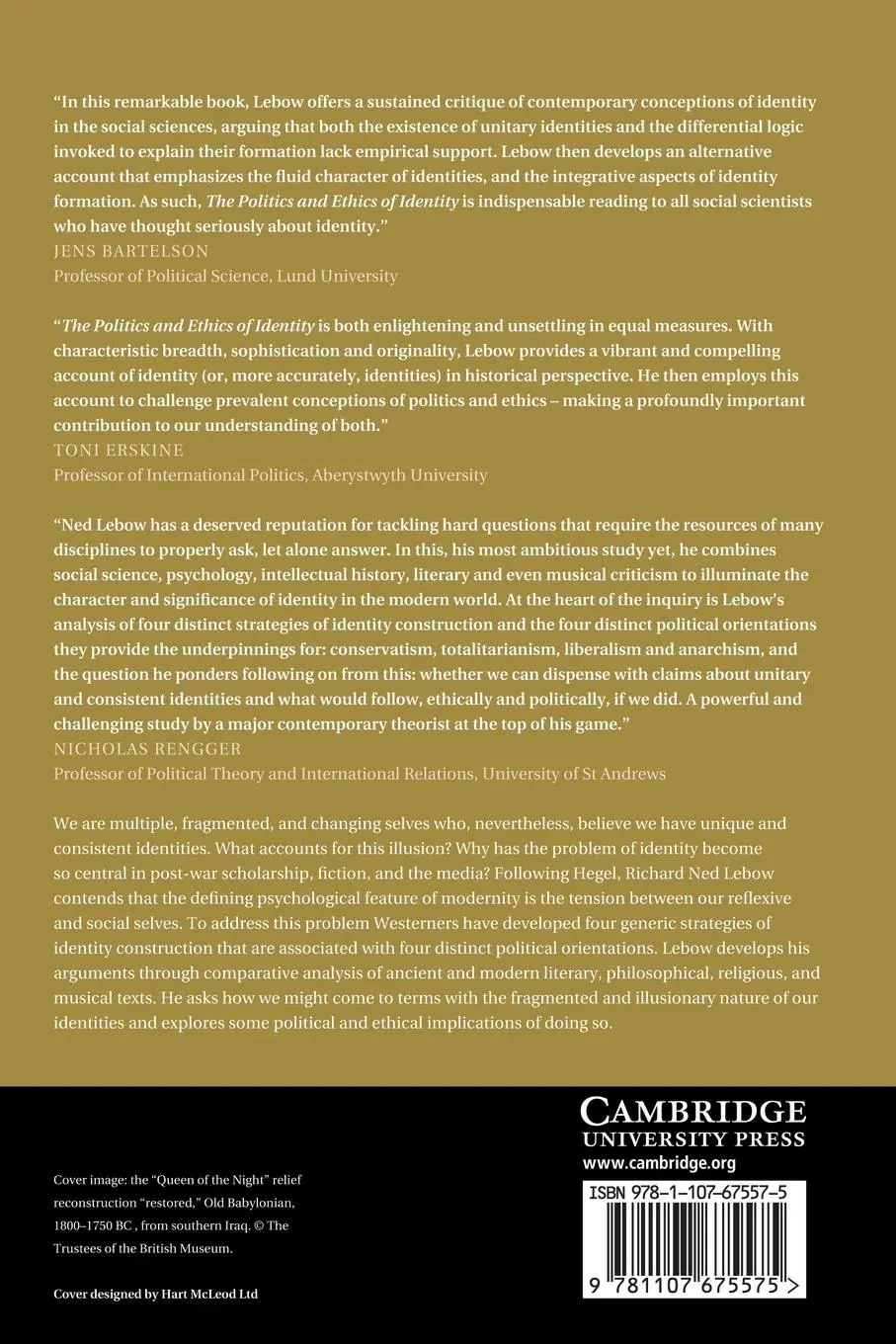 Rückseite: 9781107675575 | The Politics and Ethics of Identity | In Search of Ourselves | Lebow