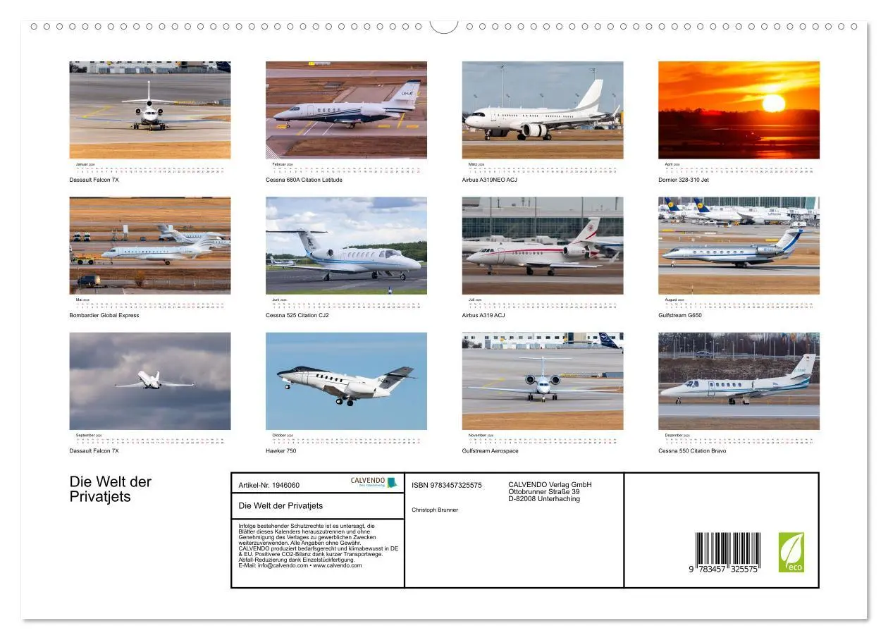 Bild: 9783457325575 | Die Welt der Privatjets (hochwertiger Premium Wandkalender 2026 DIN...