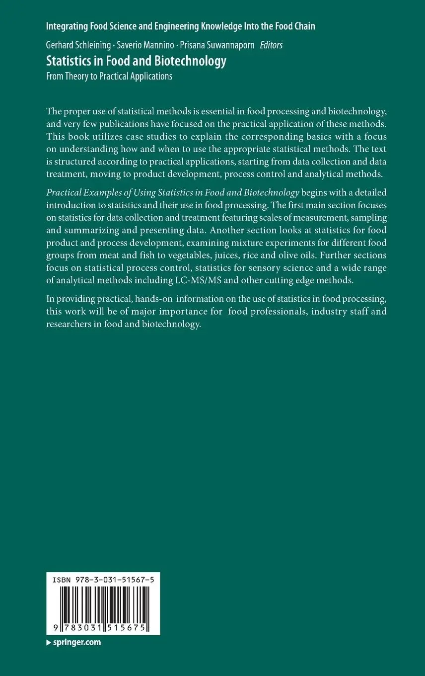 Rückseite: 9783031515675 | Statistics in Food and Biotechnology | Gerhard Schleining (u. a.)