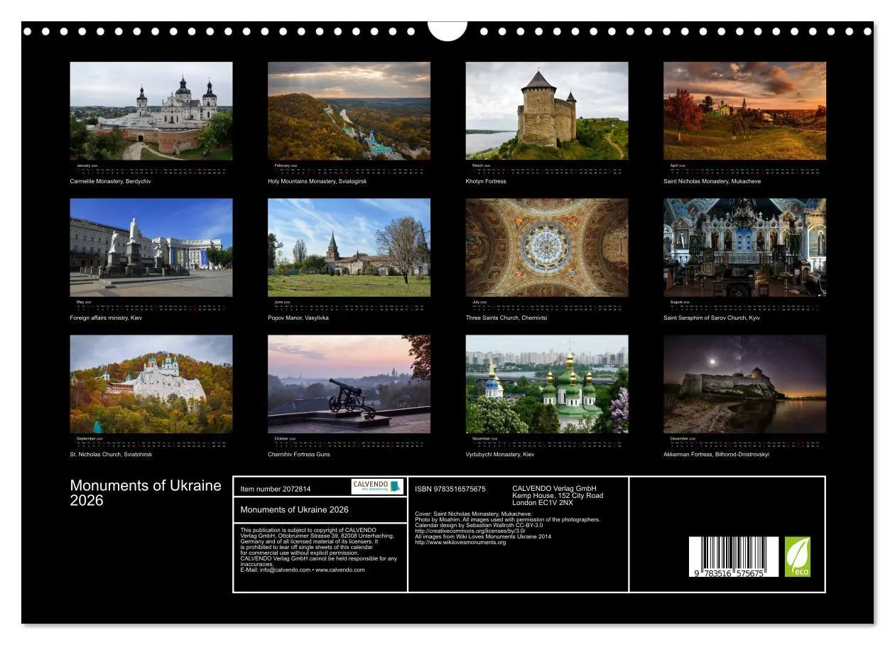 Bild: 9783516575675 | Monuments of Ukraine 2026 (Wall Calendar 2026 DIN A3 landscape),...