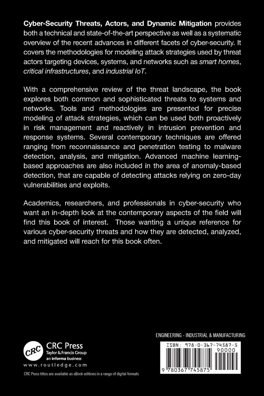 Rückseite: 9780367745875 | Cyber-Security Threats, Actors, and Dynamic Mitigation | Taschenbuch