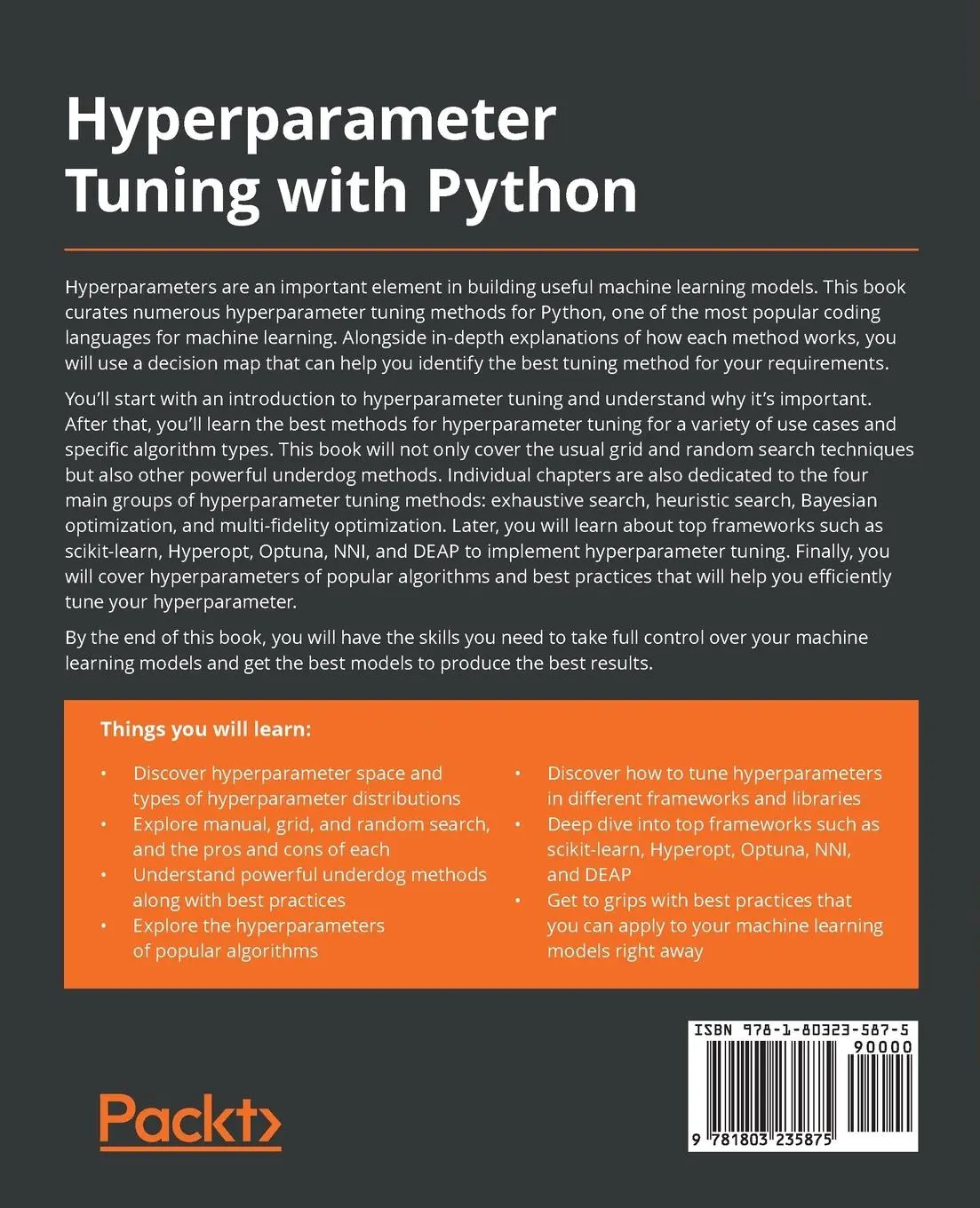 Rückseite: 9781803235875 | Hyperparameter Tuning with Python | Louis Owen | Taschenbuch | 2022