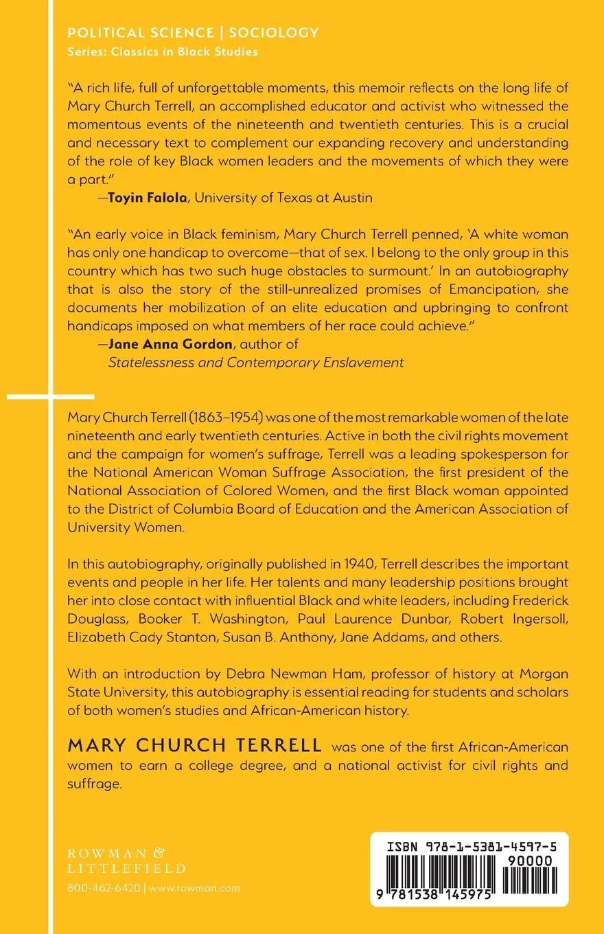 Rückseite: 9781538145975 | A Colored Woman In A White World | Mary Church Terrell | Taschenbuch