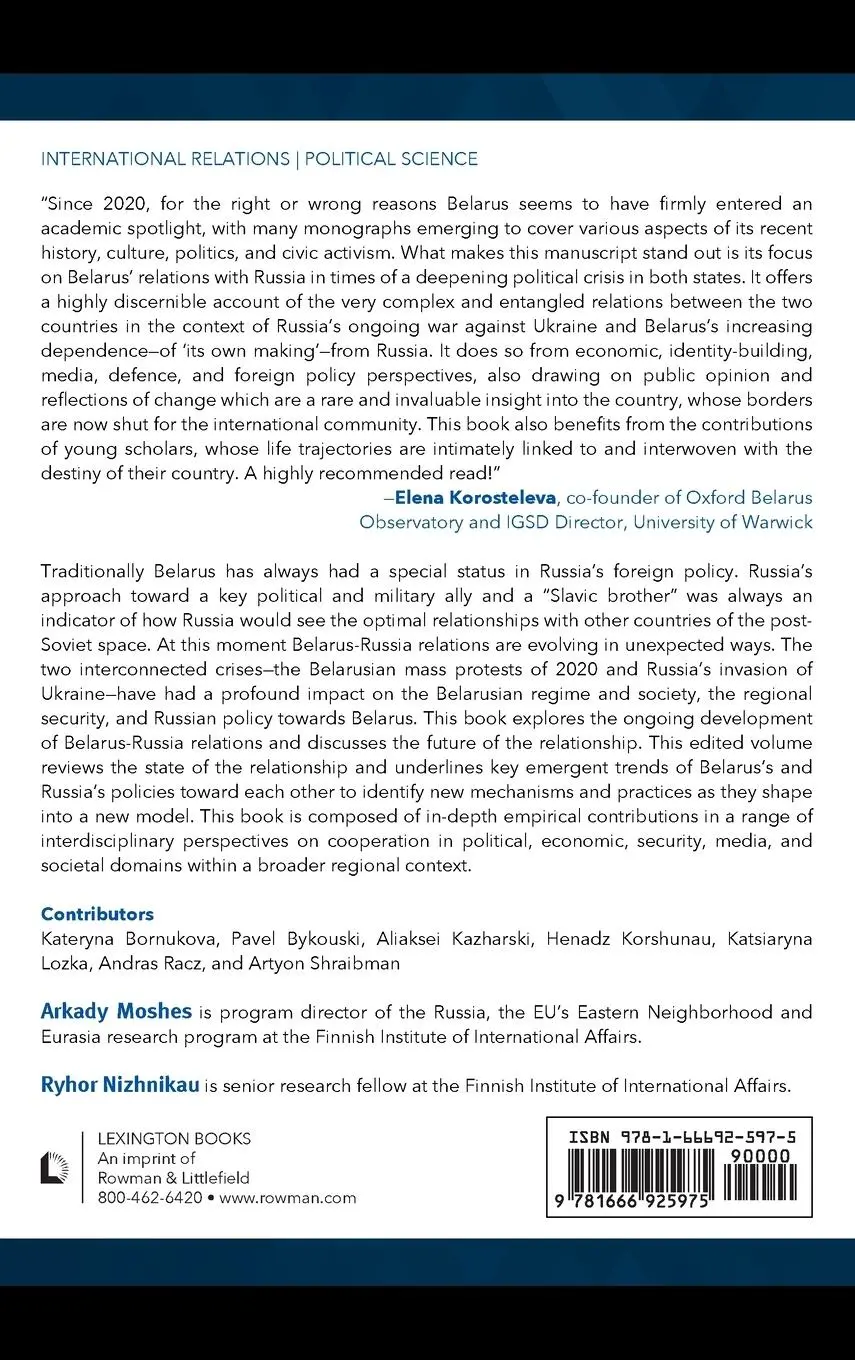 Rückseite: 9781666925975 | Russian Policy toward Belarus after 2020 | At a Turning Point? | Buch