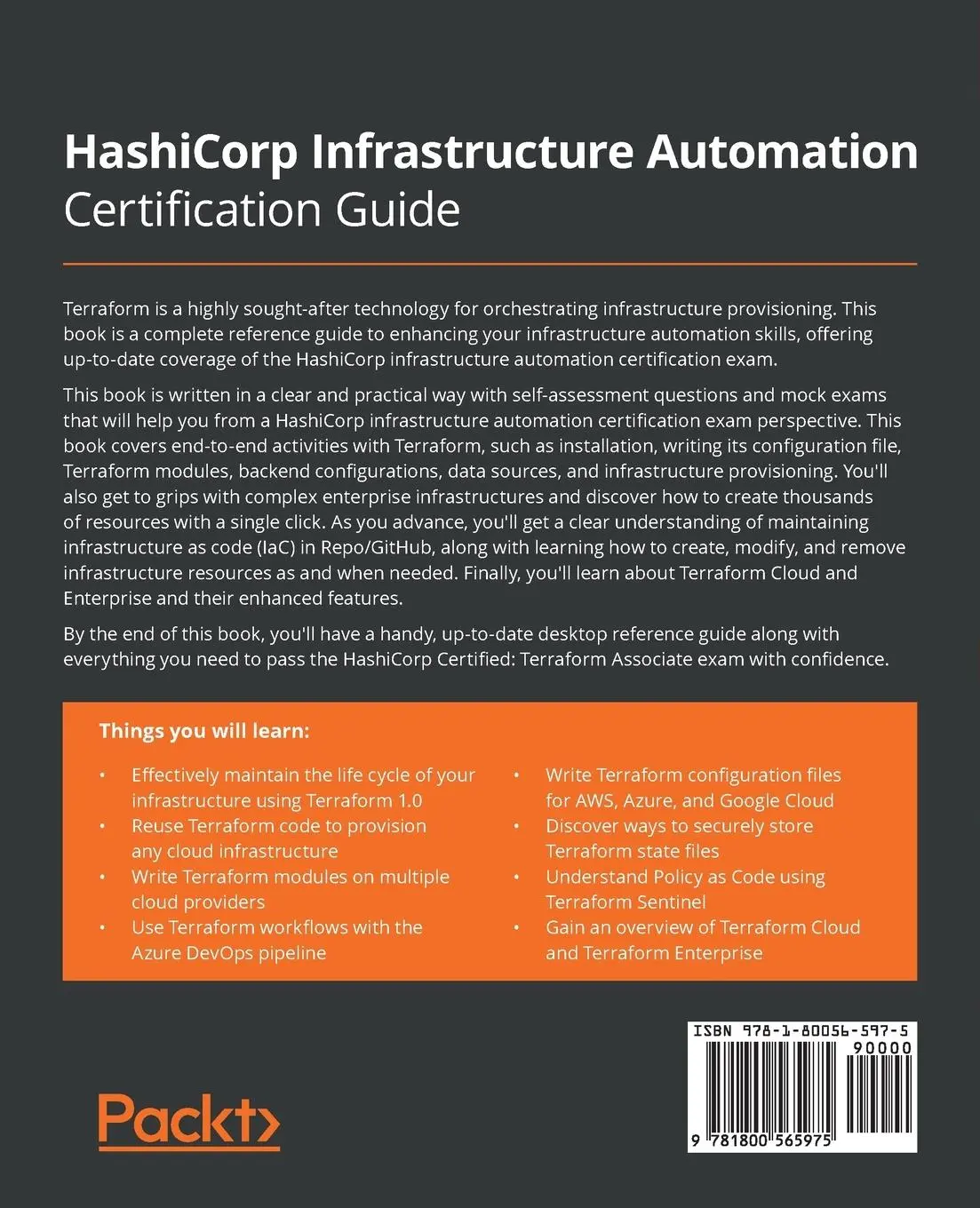 Rückseite: 9781800565975 | HashiCorp Infrastructure Automation Certification Guide | Ravi Mishra