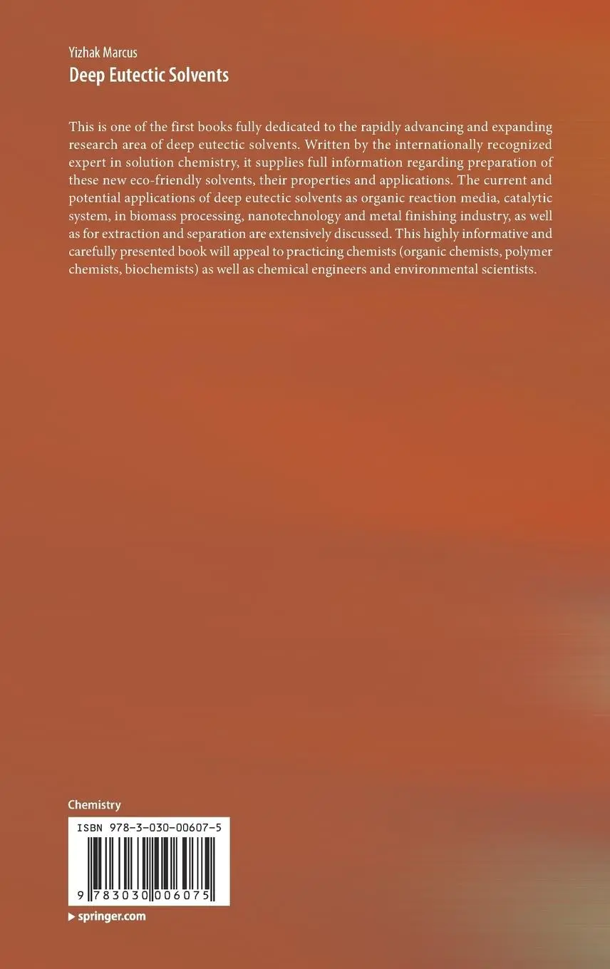 Rückseite: 9783030006075 | Deep Eutectic Solvents | Yizhak Marcus | Buch | x | Englisch | 2018