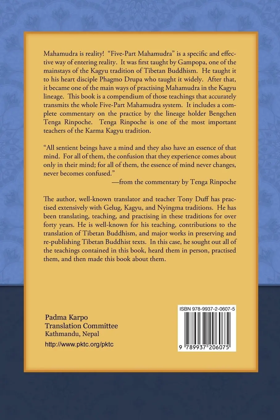 Rückseite: 9789937206075 | Gampopa's Mahamudra | The Five-Part Mahamudra of the Kagyus | Duff