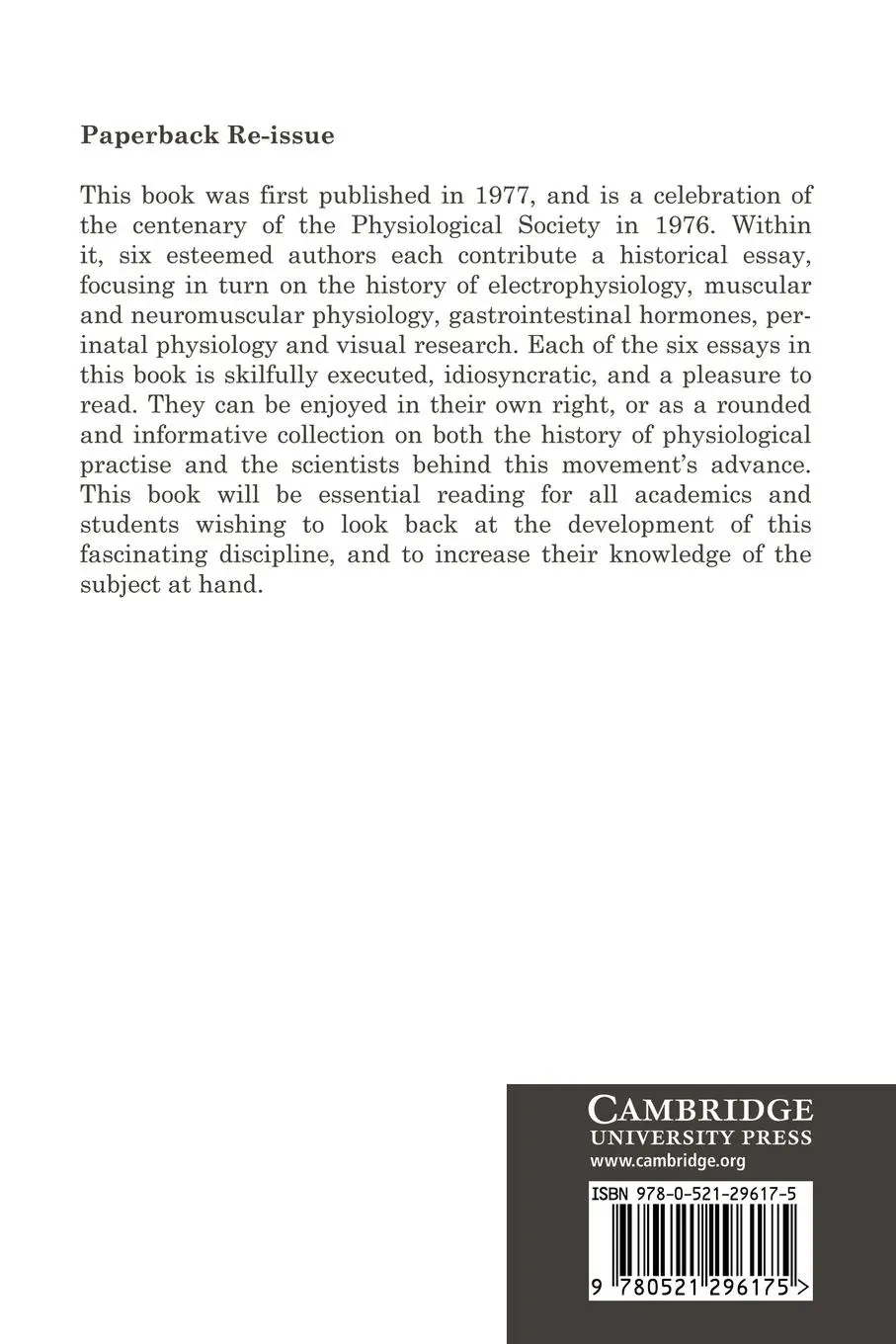 Rückseite: 9780521296175 | The Pursuit of Nature | Informal Essays on the History of Physiology