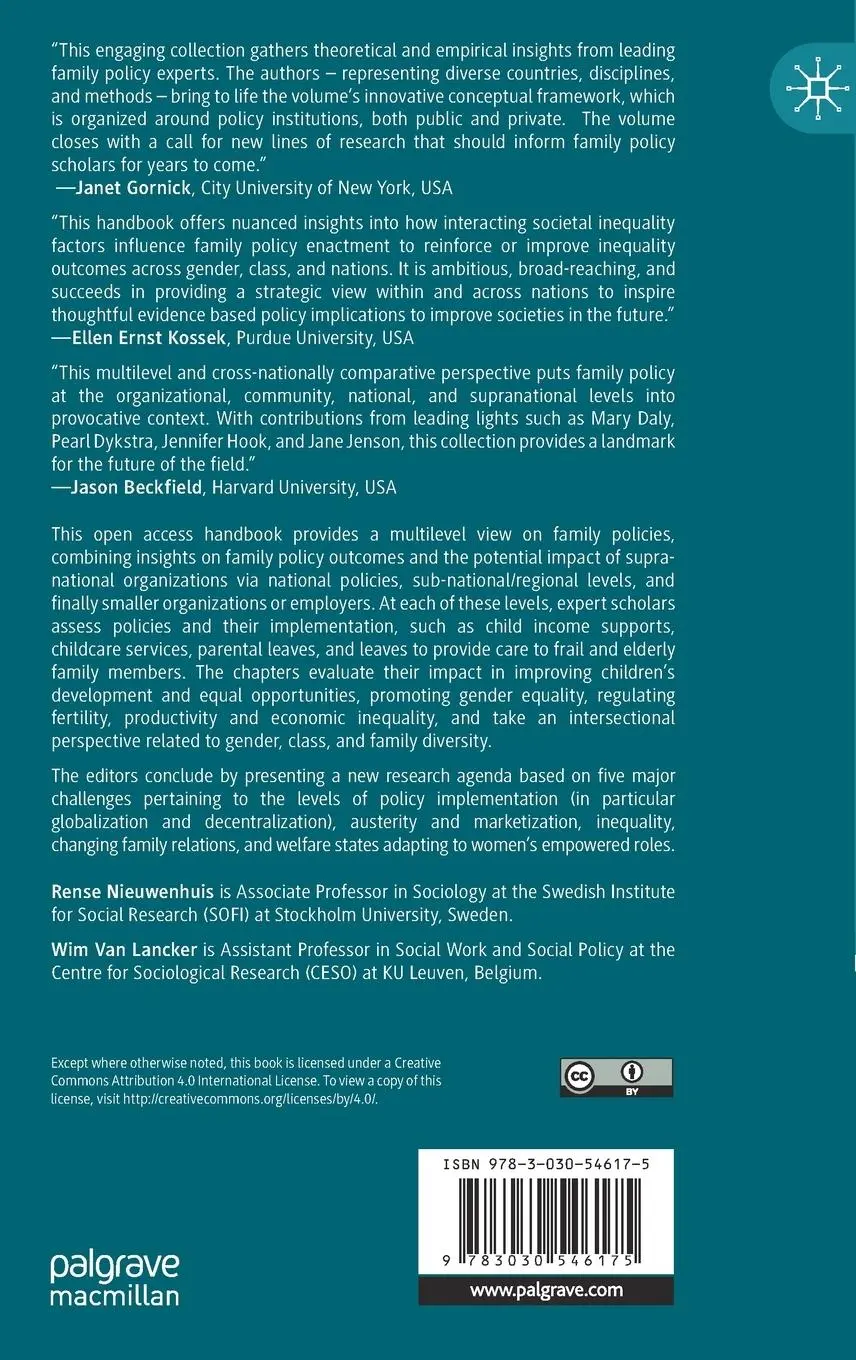 Rückseite: 9783030546175 | The Palgrave Handbook of Family Policy | Wim van Lancker (u. a.)