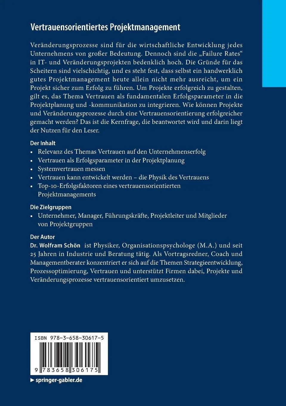 Rückseite: 9783658306175 | Vertrauensorientiertes Projektmanagement | Wolfram Schön | Taschenbuch