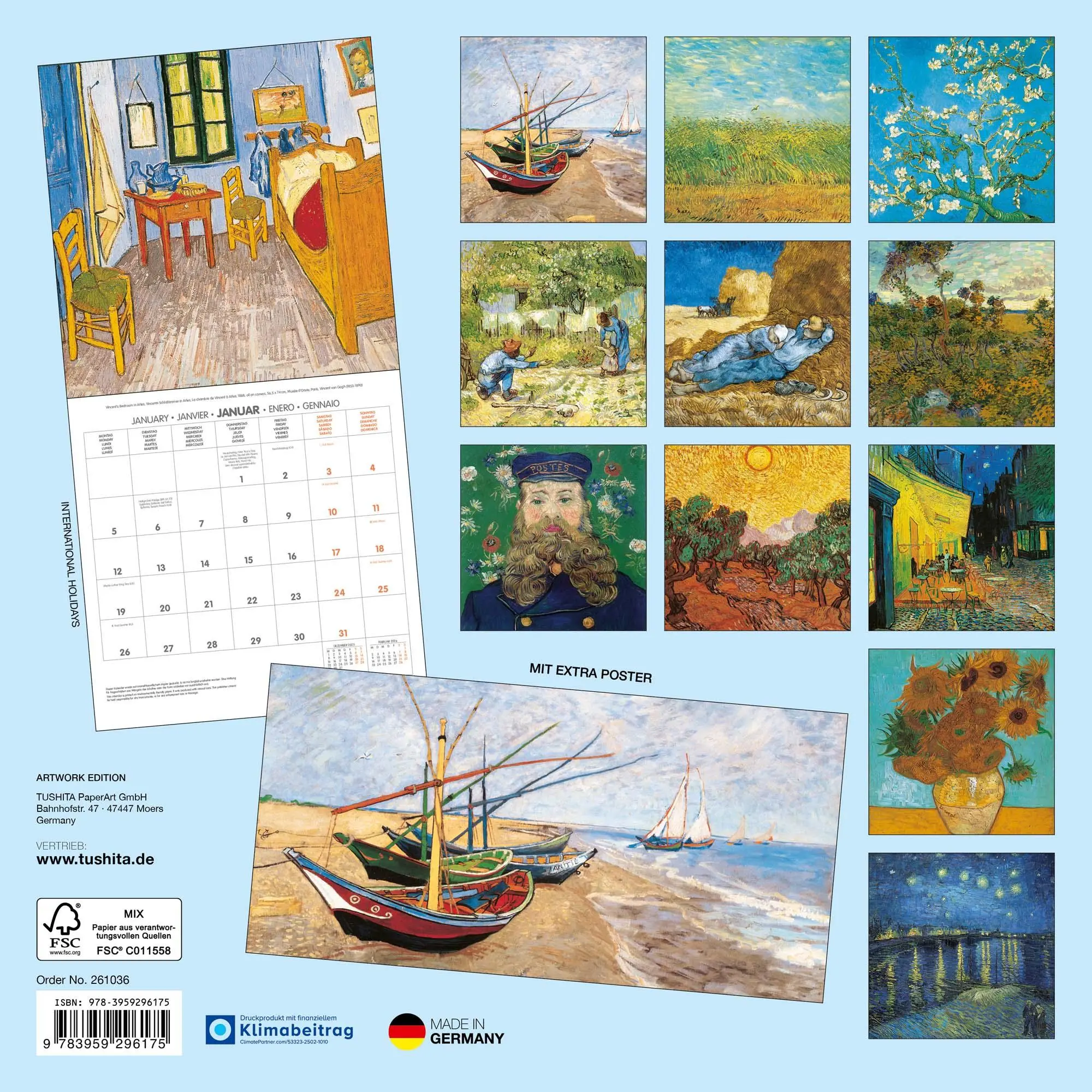 Rückseite: 9783959296175 | Vincent van Gogh 2026 | Kalender 2026 | Kalender | Artwork Edition