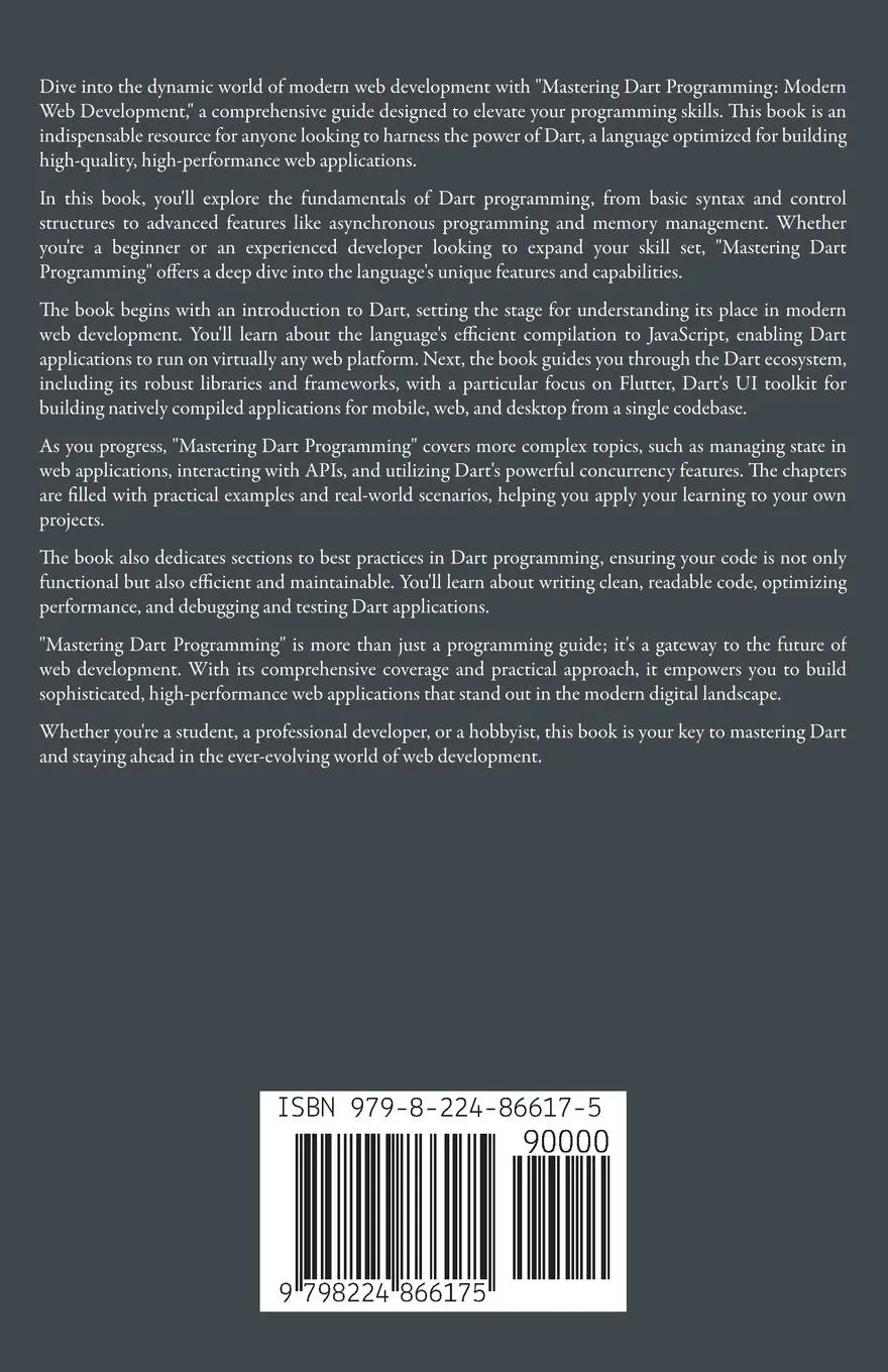 Rückseite: 9798224866175 | Mastering Dart Programming | Modern Web Development | Hussain (u. a.)