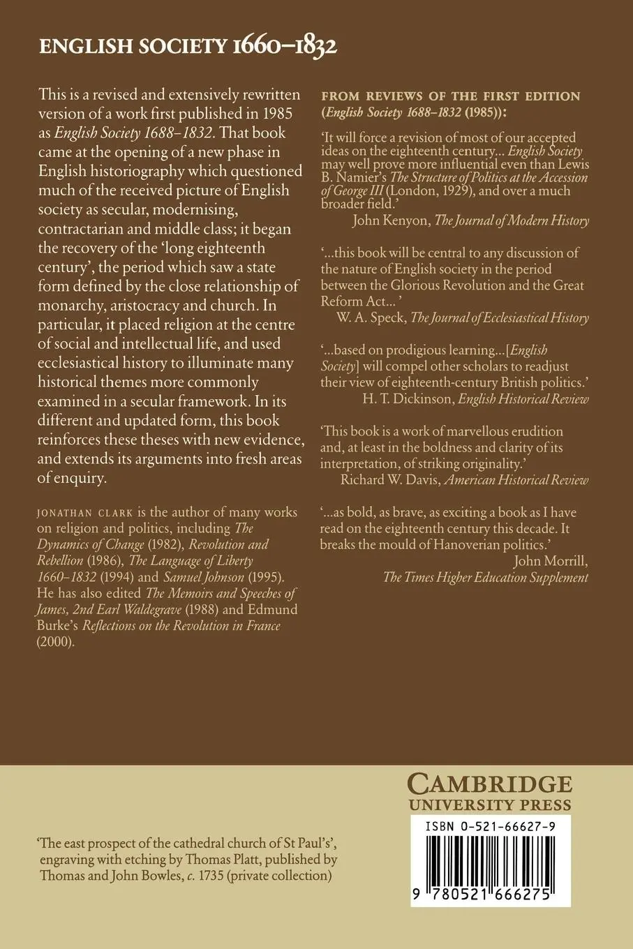 Rückseite: 9780521666275 | English Society, 1660 1832 | J. C. D. Clark (u. a.) | Taschenbuch