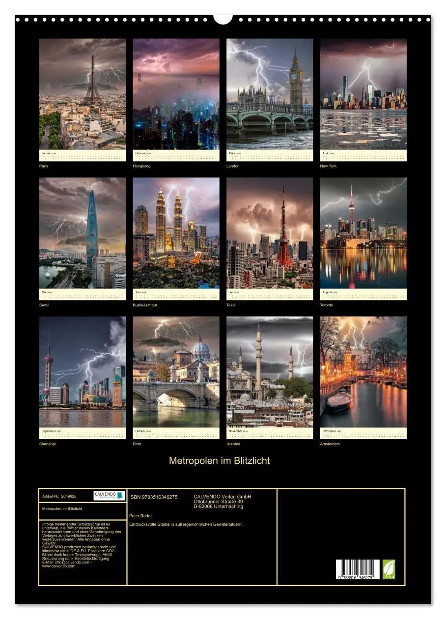 Bild: 9783516346275 | Metropolen im Blitzlicht (Wandkalender 2026 DIN A2 hoch), CALVENDO...