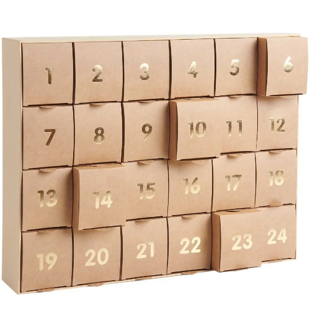 Bild: 4065166036375 | Adventskalender zum befüllen, Kraft-gold, 36,5 x 29 x 6 cm FSC MIX
