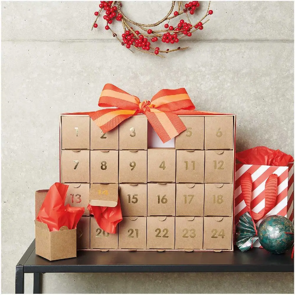 Bild: 4065166036375 | Adventskalender zum befüllen, Kraft-gold, 36,5 x 29 x 6 cm FSC MIX