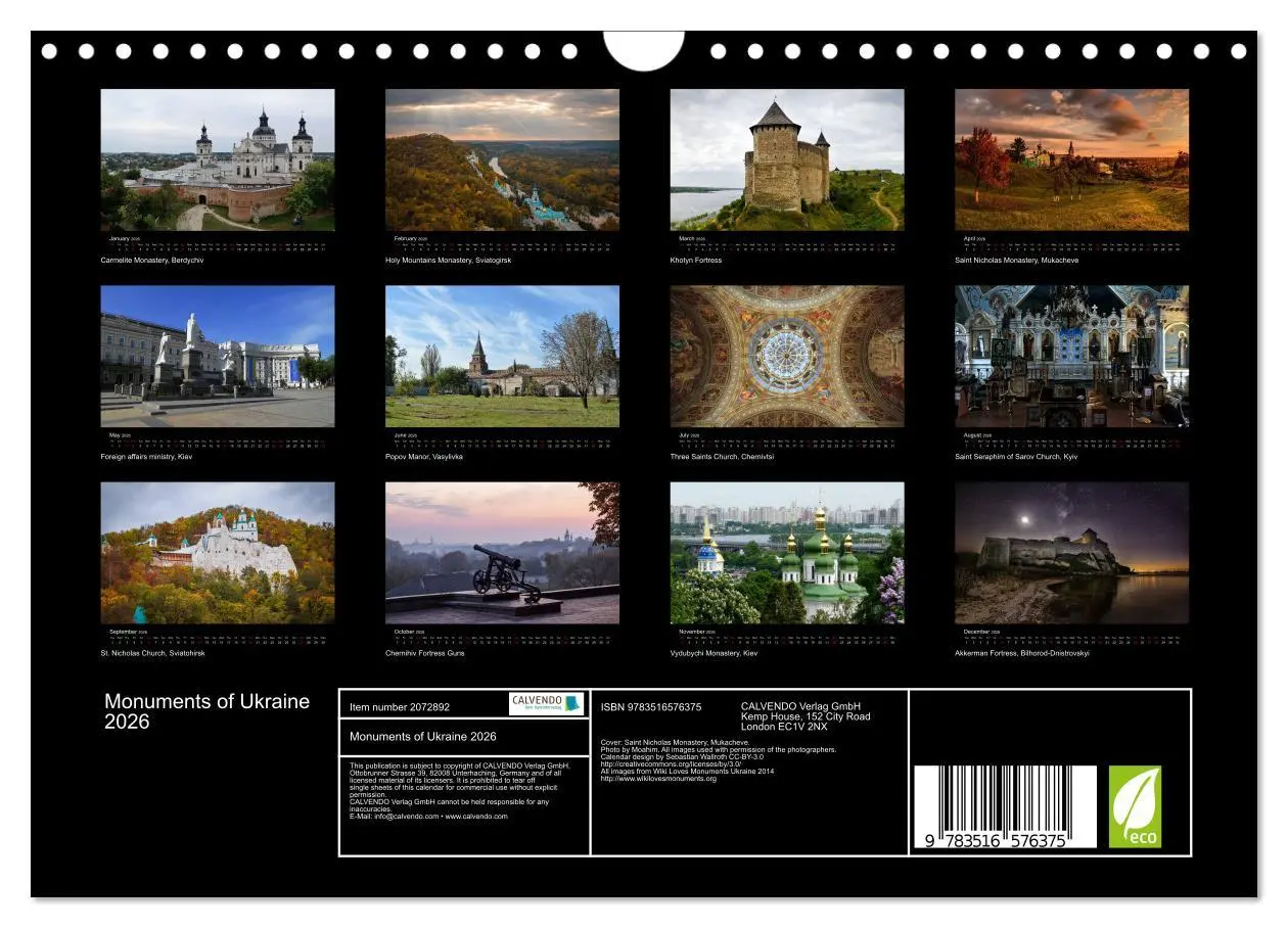 Bild: 9783516576375 | Monuments of Ukraine 2026 (Wall Calendar 2026 DIN A4 landscape),...