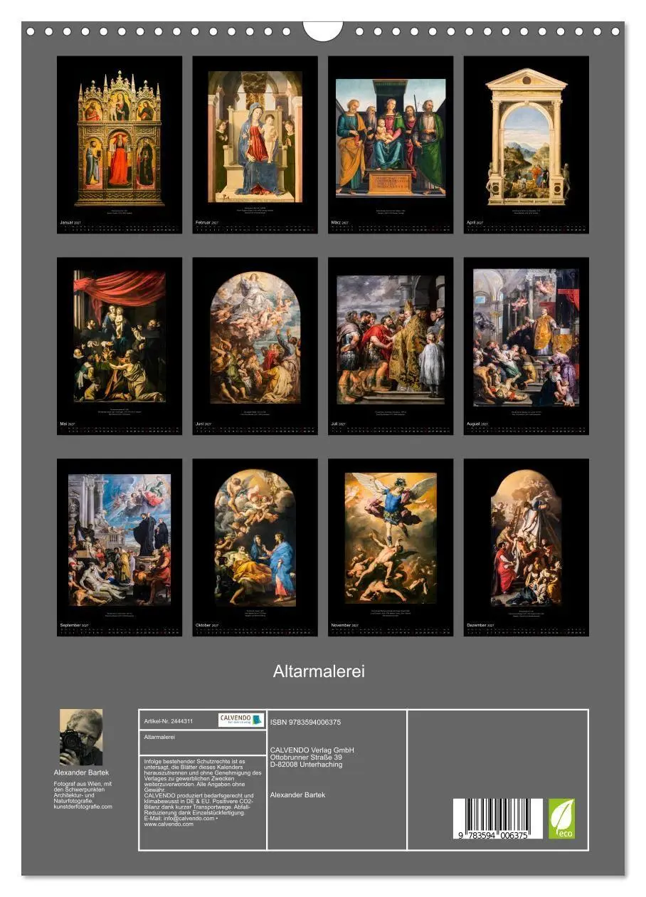 Bild: 9783594006375 | Altarmalerei (Wandkalender 2027 DIN A3 hoch), CALVENDO Monatskalender