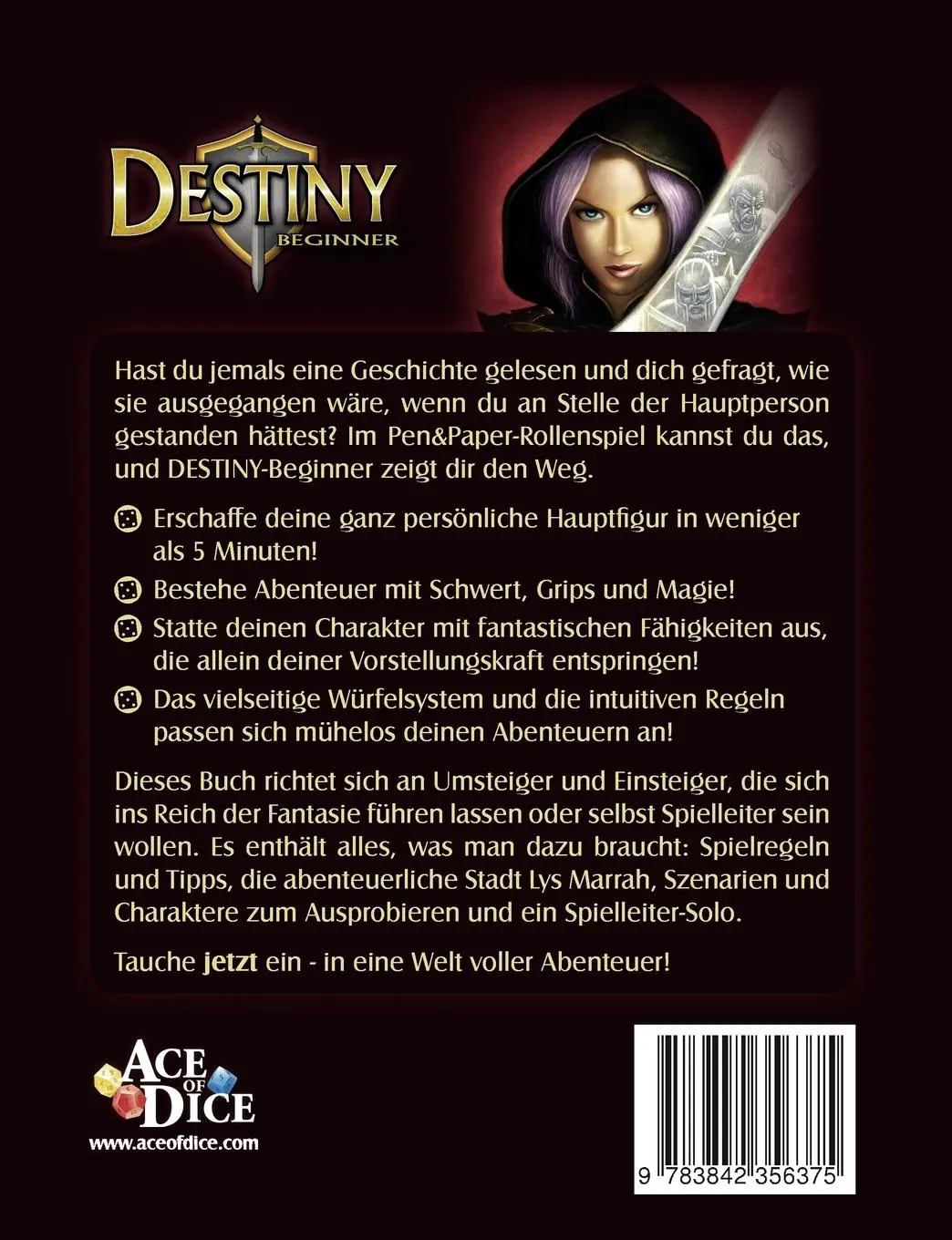 Rückseite: 9783842356375 | Destiny-Beginner | Fantasy Rollenspiel | Alexander Schiebel | Buch