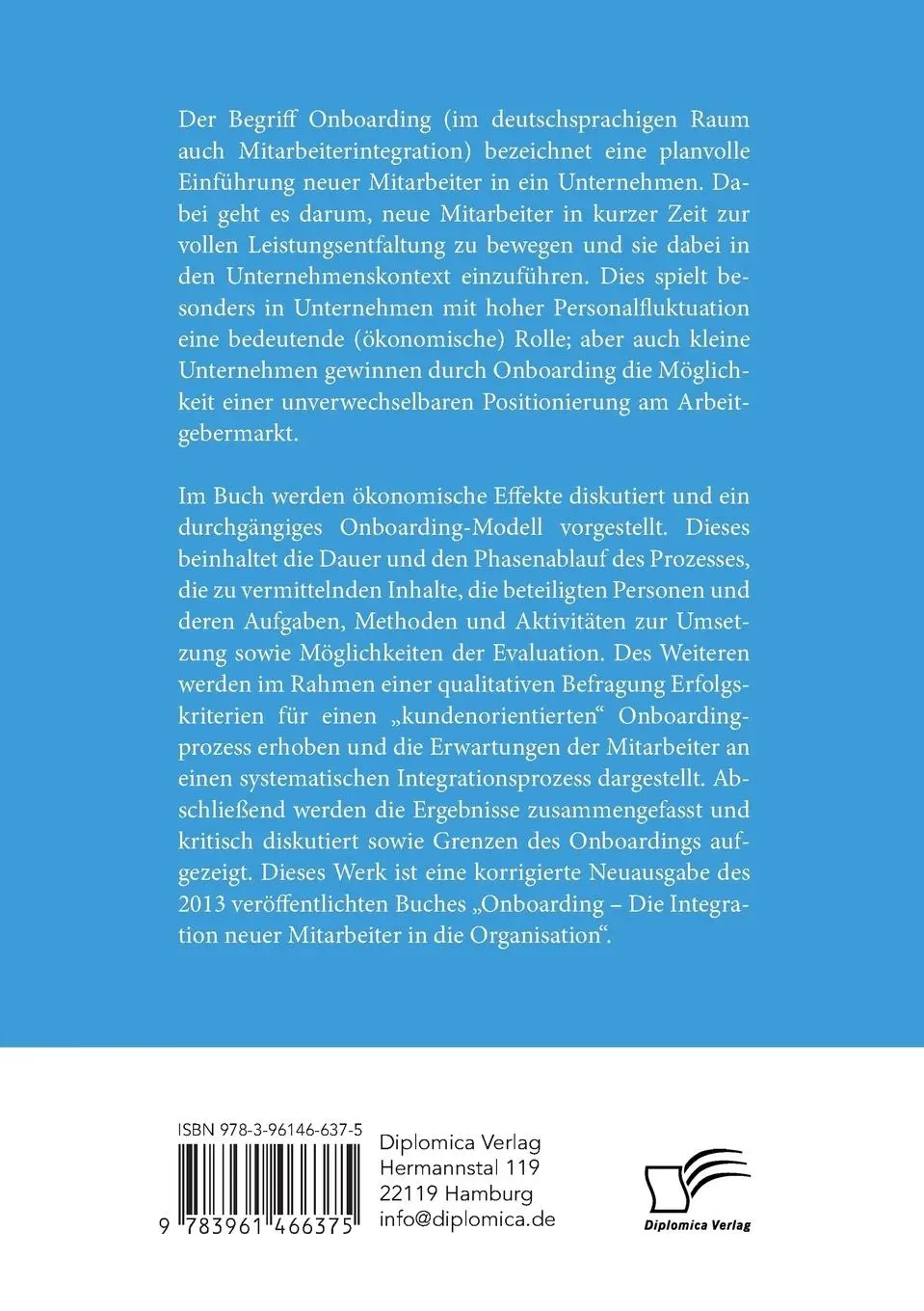 Rückseite: 9783961466375 | Onboarding: Erwartungen der Mitarbeiter an einen systematischen...
