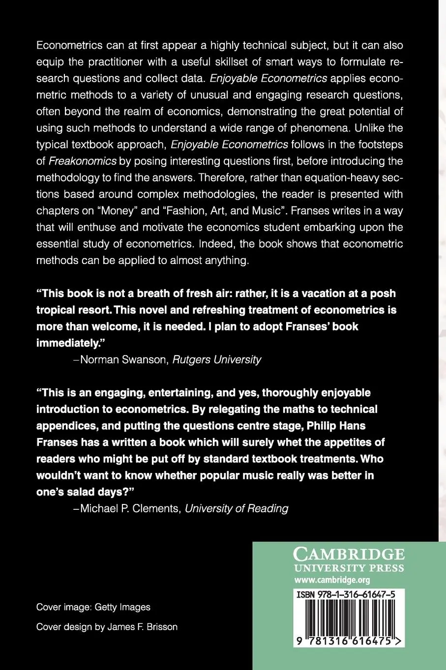 Rückseite: 9781316616475 | Enjoyable Econometrics | Philip Hans Franses | Taschenbuch | Englisch