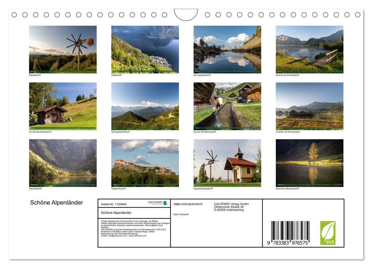 Bild: 9783383976575 | Schöne Alpenländer (Wandkalender 2025 DIN A4 quer), CALVENDO...