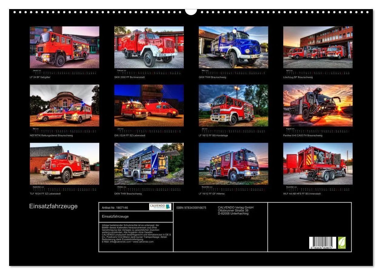 Bild: 9783435816675 | Einsatzfahrzeuge (Wandkalender 2025 DIN A2 quer), CALVENDO...