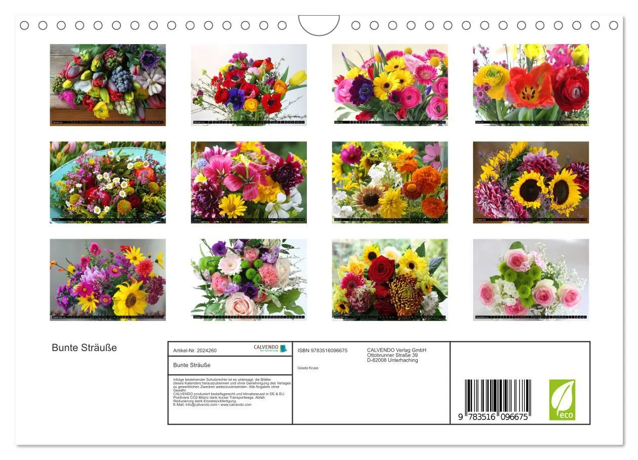 Bild: 9783516096675 | Bunte Sträuße (Wandkalender 2026 DIN A4 quer), CALVENDO Monatskalender
