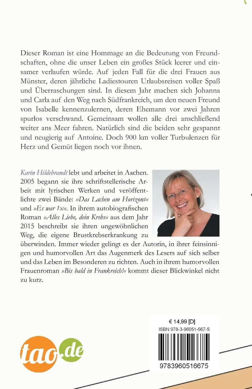 Rückseite: 9783960516675 | Bis bald in Frankreich! | Roman | Karin Hildebrandt | Taschenbuch